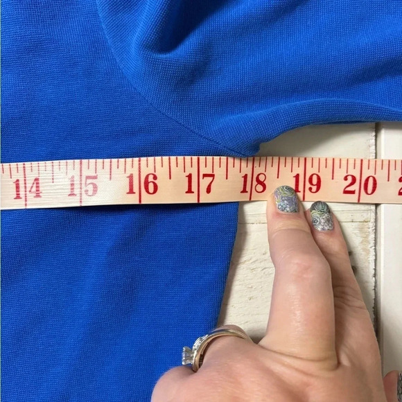 Garnet Hill Women’s Size 8 Ponte Knit Long Sleeve Pleated Sheath Dress Blue - Picture 3 of 6